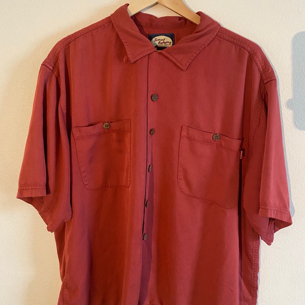 Tommy Bahama red button up Cigar Club